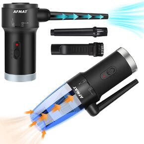 AFMAT Compressed Air Duster & Small Vacuum Cleaner 2-in-1, USB Rechargeable Cordless Air Duster Electric, Portable Air Blower and Mini Vacuum Cleaner for Keyboard/Computer/Car Seat/PC in Saudi Arabia