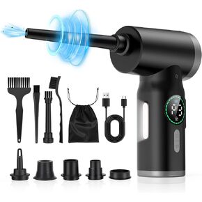 VTVTKK Compressed Air Duster 100000RPM Keyboard Cleaner with Digital Screen, Electric Air Duster Replace Air Can, Computer Duster Car Cleaning Supplie, Air Duster Compressed 7500mAh Recharge (Black) in Saudi Arabia