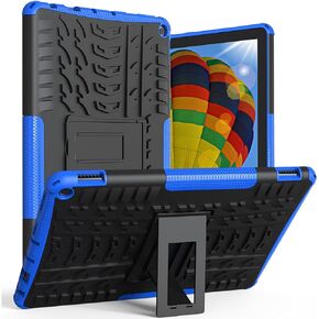 حافظة ROISKIN for Fire HD 10 اللوحية الجيل الحادي عشر 2021 وحافظة Amazon Kindle Fire HD10 Plus، حافظة واقية شديدة التحمل بطبقة مزدوجة مقاومة للصدمات مع مسند للأطفال