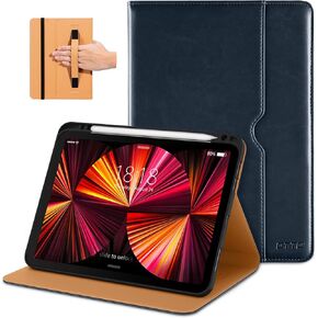 DTTO Case for iPad Pro 11 Inch 4th/3rd/2nd/1st Generation 2022/2021/2020/2018,Premium PU Leather Folio Stand Cover with Hand Strap,Fit iPad Air 4/5 - Auto Wake/Sleep,Multiple Viewing Angles, Brown