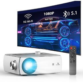 نيكسي جو جهاز عرض واي فاي 5G [220ANSI - سطوع اكثر من 8000 لوكس] جهاز عرض اصلي 1080P 5G واي فاي بلوتوث 5.1، دعم صوت دولبي، جهاز تحكم عن بعد، متوافق مع الجوال، الكمبيوتر، HDMI، USB، واجهات AV in Kuwait