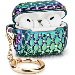حافظة VISOOM Airpods Pro الجيل الثاني - غطاء حافظة Airpods Pro 2 Bling مع حبل نسائي 2022 كريستال TPU صلب واقي iPod Pro 2 حقيبة شحن لاسلكية فتاة سلسلة مفاتيح لـ Apple Airpod Gen Pro 2