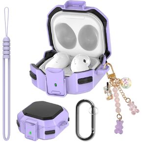 for Samsung Galaxy Buds 2 Pro/Buds Pro/Buds Live/Buds 2 Case Cover/Galaxy Buds FE (2023),with Anti-Drop Lock That Doubles as a Phone Stand,with Cute Candy Charm for Women,Mint Green