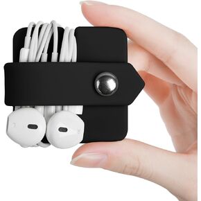 ELFRhino Headphone Case Cord Organizer Earbuds Holder Earphones Case Wrap Winder Headset Keeper Cord Manager Cable Organizer Black in Saudi Arabia