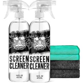 Calyptus Large Screen Cleaner Spray Kit | 32 Ounces + 4 Premium Screen Cloths | Plant Based Power | USA Made | Cleans iPad, Laptop, TV Screen Cleaner, Tablet, and Computer Monitor in Kuwait
