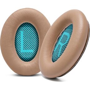 وسائد أذن بديلة ممتازة من WC Wicked Cushions لسماعات Bose - متوافقة مع QC15 / QC25 / QC35 & 35 ii / QC2 / AE2 / AE2i / AE2W / Soundlink - جلد أكثر نعومة، رغوة ذاكرة فاخرة | اللون البيج