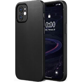 SURPHY Designed for iPhone 12 case and iPhone 12 Pro case, Premium Faux Leather Phone Case (with Metallic Buttons & Microfiber Lining) for iPhone 12 & 12 Pro 6.1 inches 2020, Black in Kuwait