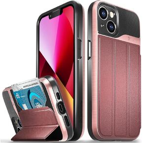 VENA Wallet Case Compatible with Apple iPhone 13 (6.1"-inch), vCommute (Military Grade Drop Protection) Flip Leather Cover Card Slot Holder with Kickstand (Blue)