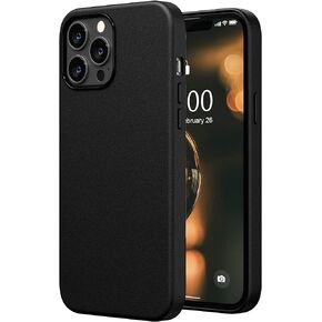 SURPHY Compatible with iPhone 13 Pro Max Case, Premium Faux Leather Phone Case (with Metallic Buttons & Microfiber Lining) for 13 Pro Max (6.7 inch 2021), Black in Kuwait