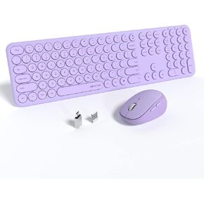 UBOTIE Wireless Computer Keyboards and Mouse Combo, Quiet Scissor Switch Slim Keyboards Mice Set, Full Size 111 Round Keycaps with Adjustable DPI Mouse, Power Button for Laptop PC (Sakura Pink) in Kuwait