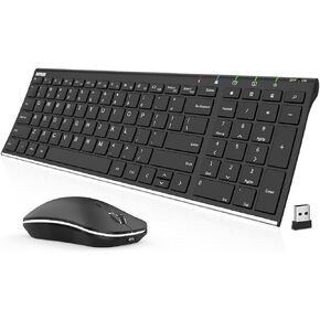 Arteck 2.4G Wireless Keyboard and Mouse Combo HW193MW162 Stainless Ultra Slim Full Size Keyboard and Ergonomic Mouse for Computer Desktop PC Laptop and Windows 11/10/8/7 Build in Rechargeable Battery in Kuwait