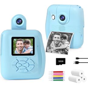 PROGRACE Kids Camera Instant Print Camera - Toddler Camera 1080P Toys Camera Christmas Birthday Gifts for Girls Boys Age 3 4 5 6 7 8 9 10 11 12 with 32GB TF Card,Purple