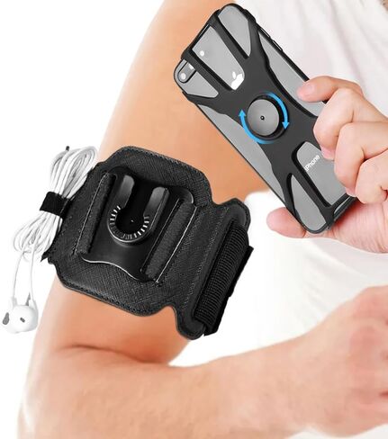ZC GEL Running Phone Holder, Comfortable & 360° Rotatable Phone Armband (Headphone/Key/Card Holder) Fits All 4.5"-7" Smartphones, Perfect Arm Phone Holder for Running Jogging Walking Cycling Workout in Kuwait