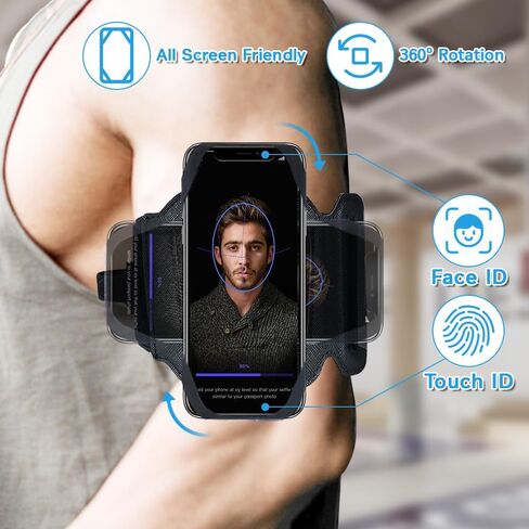 ZC GEL Running Phone Holder, Comfortable & 360° Rotatable Phone Armband (Headphone/Key/Card Holder) Fits All 4.5"-7" Smartphones, Perfect Arm Phone Holder for Running Jogging Walking Cycling Workout in Kuwait