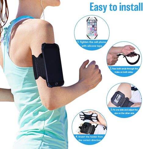 ZC GEL Running Phone Holder, Comfortable & 360° Rotatable Phone Armband (Headphone/Key/Card Holder) Fits All 4.5"-7" Smartphones, Perfect Arm Phone Holder for Running Jogging Walking Cycling Workout in Kuwait