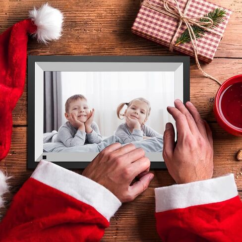 إطار صورة رقمي، إطار صور رقمي واي فاي 10.1 بوصة 32 جيجابايت، شاشة لمس 1280*800 IPS، عرض شرائح إطار الصورة الإلكتروني الذكي، تحميل فيديو الصور من الهاتف عبر تطبيق Frameo، تدوير، هدية VNEIMQN in Kuwait