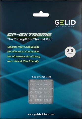 Gelid Solutions GP-Extreme 12W-Thermal Pad 120x120 Excellent Heat Conduction, Ideal Gap Filler. Easy Installation (120x120x1.0) in Kuwait