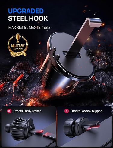 حامل هاتف مطور لتركيب فتحة تهوية السيارة مع مشبك خطاف فولاذي قابل للسحب، تشغيل بيد واحدة، حامل مشبك حر اليدين لهواتف iPhone وSamsung وHuawei وGoogle وNokia وجميع الهواتف الذكية in Kuwait
