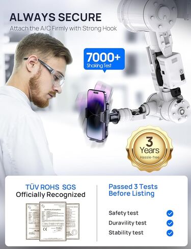 حامل هاتف مطور لتركيب فتحة تهوية السيارة مع مشبك خطاف فولاذي قابل للسحب، تشغيل بيد واحدة، حامل مشبك حر اليدين لهواتف iPhone وSamsung وHuawei وGoogle وNokia وجميع الهواتف الذكية in Kuwait