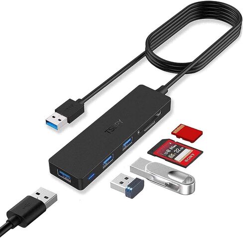 USB Hub 3.0 Splitter, TSUPY USB 3.0 Hub Multi USB Adapter Port Expander with 4ft Cable, SD/TF Card Reader & 3 USB 3.0 Ports Compatible for PC, Laptops, Surface Pro, MacBook, iMac Pro in Saudi Arabia