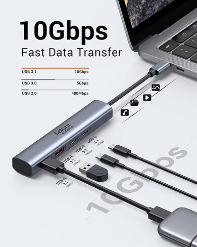 10Gbps USB C Hub, USB C Splitter,USB C to USB C/A Hub,4 Ports USB C Multiport Adapter,USB C to USB Adapter for Laptop,Cellphone,Dell,HP,MacBook,iPad,Samsung.Etc(NOT Support Charging & Monitor) in Saudi Arabia