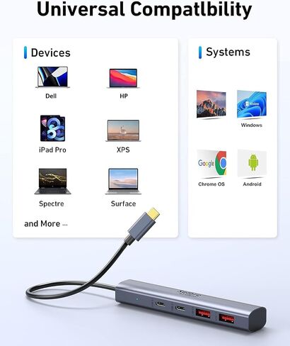 10Gbps USB C Hub, USB C Splitter,USB C to USB C/A Hub,4 Ports USB C Multiport Adapter,USB C to USB Adapter for Laptop,Cellphone,Dell,HP,MacBook,iPad,Samsung.Etc(NOT Support Charging & Monitor) in Saudi Arabia
