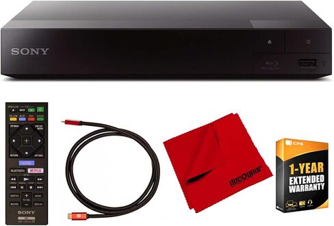 سوني مشغل اقراص بلو راي BDP-S6700 4K ترقية ثلاثي الابعاد مع دولبي ترو اتش دي ودي تي اس ماستر مع كيبل HDMI 2.0 عالي السرعة بطول 6 اقدام وقماش شاشة تلفزيون من المايكروفايبر in Saudi Arabia