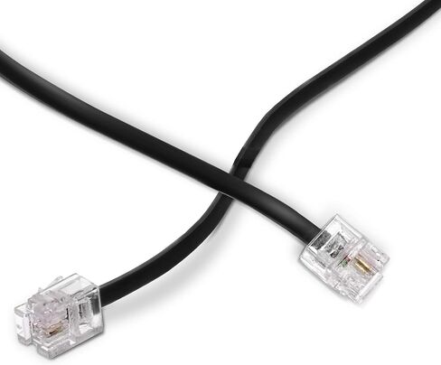 سلك هاتف THE CIMPLE CO بطول 50 قدمًا للخط الأرضي - سلك خط هاتف معياري للفاكس والطابعة وAIO والأجهزة المكتبية - موصلان (2 دبوس، خط واحد) وصلة كابل هاتف 50 قدمًا (15 مترًا)، أسود in Kuwait