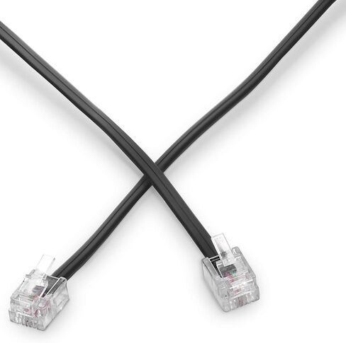 سلك هاتف THE CIMPLE CO بطول 50 قدمًا للخط الأرضي - سلك خط هاتف معياري للفاكس والطابعة وAIO والأجهزة المكتبية - موصلان (2 دبوس، خط واحد) وصلة كابل هاتف 50 قدمًا (15 مترًا)، أسود in Kuwait