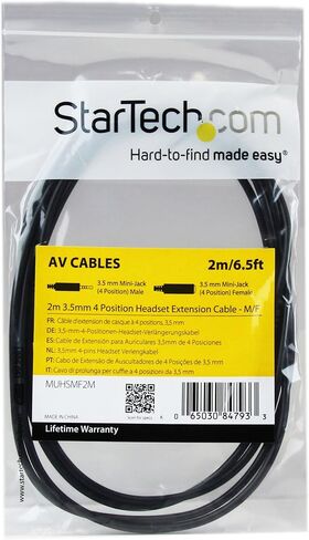 StarTech.com كابل تمديد سماعة الرأس TRRS بطول 1 متر 3.5 ملم 4 مواضع - M/F - كابل تمديد صوتي لهاتف iPhone (MUHSMF1M)، أسود in Saudi Arabia