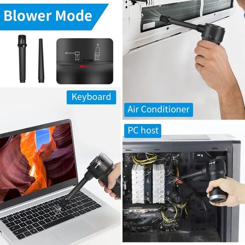 AFMAT Compressed Air Duster & Small Vacuum Cleaner 2-in-1, USB Rechargeable Cordless Air Duster Electric, Portable Air Blower and Mini Vacuum Cleaner for Keyboard/Computer/Car Seat/PC in Saudi Arabia