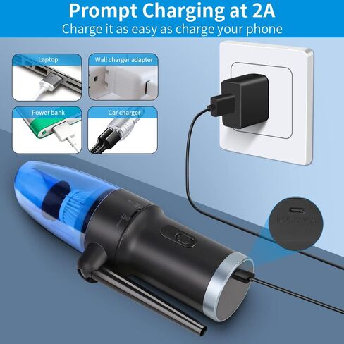 AFMAT Compressed Air Duster & Small Vacuum Cleaner 2-in-1, USB Rechargeable Cordless Air Duster Electric, Portable Air Blower and Mini Vacuum Cleaner for Keyboard/Computer/Car Seat/PC in Saudi Arabia