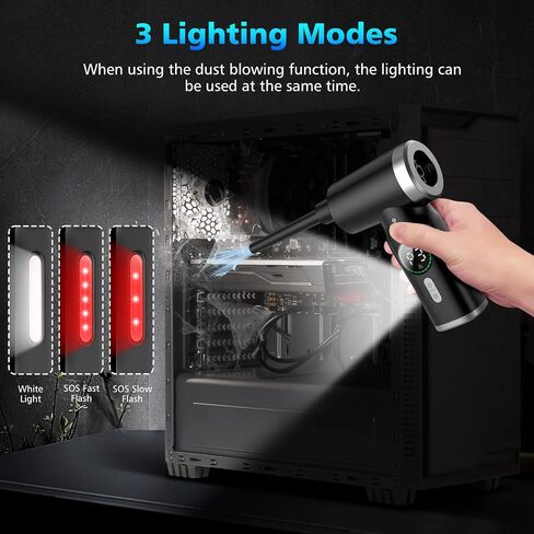 VTVTKK Compressed Air Duster 100000RPM Keyboard Cleaner with Digital Screen, Electric Air Duster Replace Air Can, Computer Duster Car Cleaning Supplie, Air Duster Compressed 7500mAh Recharge (Black) in Saudi Arabia