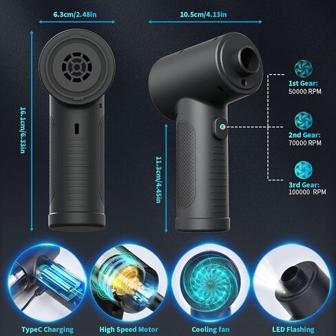 Compressed Air Duster-Vacuum Keyboard Cleaner-Air Blower 3-in-1-100000RPM-Electric Air Dusters-Replace Compressed Air Cans for PC,Computer Keyboard,Car Dusterpc Cleaning in Kuwait