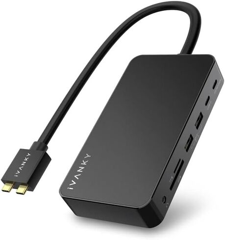 محطة إرساء iVANKY FusionDock 1 MacBook Pro مع محول طاقة 180 واط، قاعدة شاشة 12 في 2 مزدوجة 4K@60 هرتز لجهاز MacBook M1/M2/M3 Pro/Max Display Dock 2HDMI 2.0، 96W PD، 6 USB، Ethernet SD/TF Audio in Kuwait