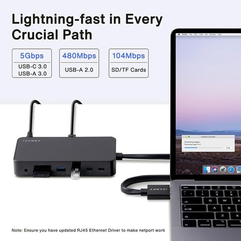 محطة إرساء iVANKY FusionDock 1 MacBook Pro مع محول طاقة 180 واط، قاعدة شاشة 12 في 2 مزدوجة 4K@60 هرتز لجهاز MacBook M1/M2/M3 Pro/Max Display Dock 2HDMI 2.0، 96W PD، 6 USB، Ethernet SD/TF Audio in Kuwait