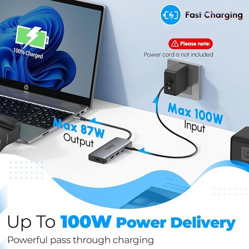 Laptop Docking Station Dual Monitor, 4URPC USB C Docking Station 3 Monitors with 2 HDMI, DisplayPort, 100W PD, 3 USB, SD/TF, USB C Hub Multiport Adapter, USB C Dock for Dell/HP/Lenovo/Surface in Kuwait