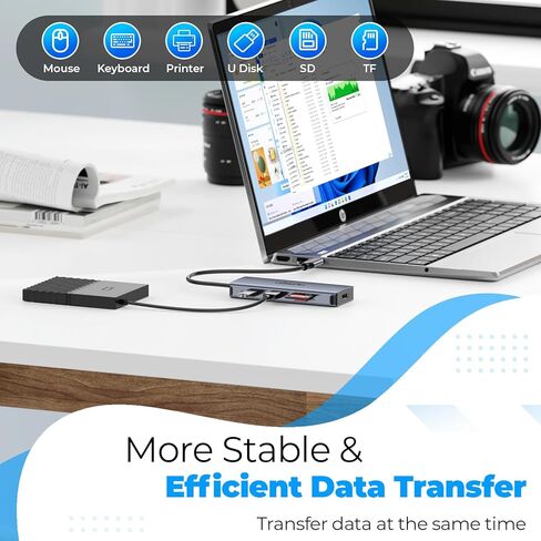 Laptop Docking Station Dual Monitor, 4URPC USB C Docking Station 3 Monitors with 2 HDMI, DisplayPort, 100W PD, 3 USB, SD/TF, USB C Hub Multiport Adapter, USB C Dock for Dell/HP/Lenovo/Surface in Kuwait