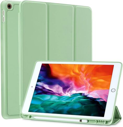 SIWENGDE متوافق مع حافظة Apple iPad 9.7 2018 الجيل السادس/2017 الخامس مع حامل أقلام، غطاء واقٍ بحامل ثلاثي الطي من السيليكون الناعم النحيف (أزرق فاتح) in Kuwait