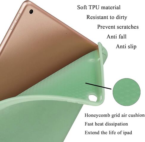 SIWENGDE متوافق مع حافظة Apple iPad 9.7 2018 الجيل السادس/2017 الخامس مع حامل أقلام، غطاء واقٍ بحامل ثلاثي الطي من السيليكون الناعم النحيف (أزرق فاتح) in Kuwait