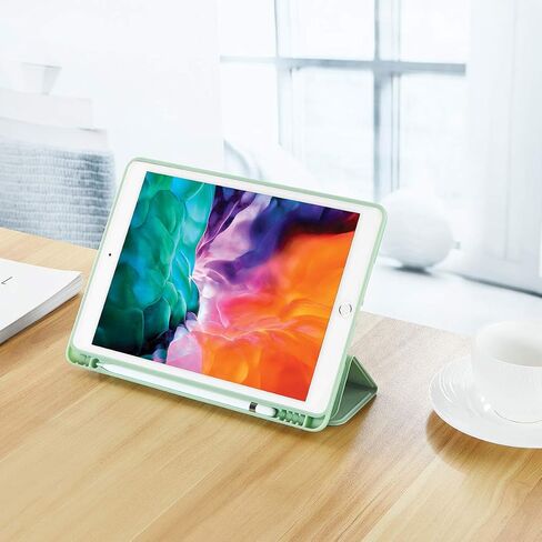 SIWENGDE متوافق مع حافظة Apple iPad 9.7 2018 الجيل السادس/2017 الخامس مع حامل أقلام، غطاء واقٍ بحامل ثلاثي الطي من السيليكون الناعم النحيف (أزرق فاتح) in Kuwait