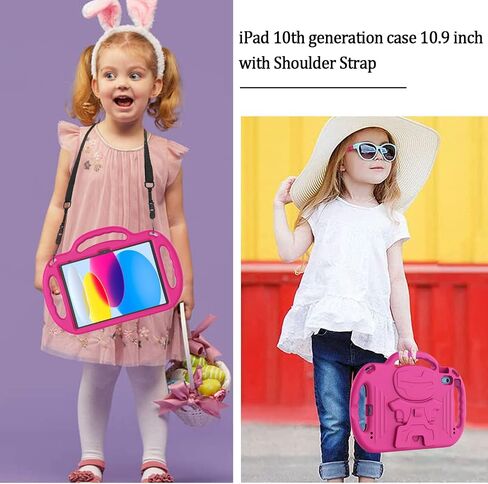 LTROP Kids Case for iPad A16 11th Generation (11-inch,2025)/ 10th Generation (10.9 Inch,2022)/ Air 5th/ 4th Gen 10.9" with Shoulder Strap, Shockproof Lightweight Handle Stand Child Bumper Case, Blue in Kuwait