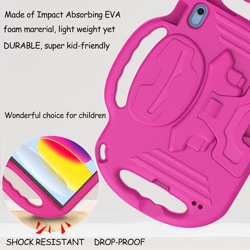 LTROP Kids Case for iPad A16 11th Generation (11-inch,2025)/ 10th Generation (10.9 Inch,2022)/ Air 5th/ 4th Gen 10.9" with Shoulder Strap, Shockproof Lightweight Handle Stand Child Bumper Case, Blue in Kuwait
