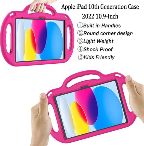 LTROP Kids Case for iPad A16 11th Generation (11-inch,2025)/ 10th Generation (10.9 Inch,2022)/ Air 5th/ 4th Gen 10.9" with Shoulder Strap, Shockproof Lightweight Handle Stand Child Bumper Case, Blue in Kuwait