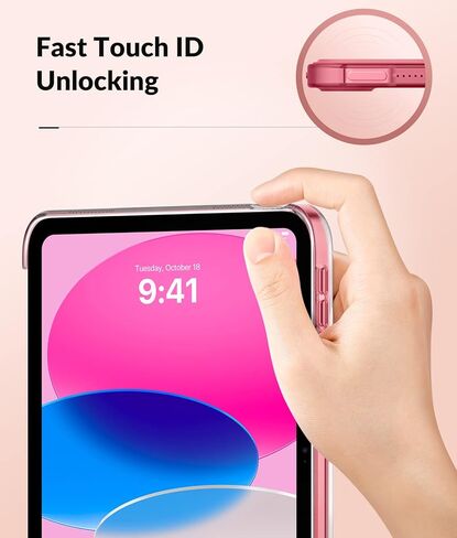 MoKo Case for New iPad 10th Generation Case 2022, iPad 10.9 Case with Soft TPU Translucent Frosted Back Cover, Slim Shell Stand Protective Case with Auto Wake/Sleep, Support Touch ID, Black in Kuwait