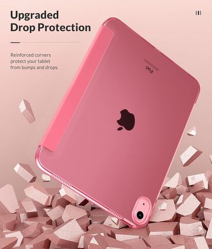 MoKo Case for New iPad 10th Generation Case 2022, iPad 10.9 Case with Soft TPU Translucent Frosted Back Cover, Slim Shell Stand Protective Case with Auto Wake/Sleep, Support Touch ID, Black in Kuwait