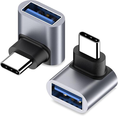 yootech 90 درجة USB C إلى USB محول 2 حزمة، محول USB C الزاوية اليمنى، نوع C إلى USB-A 3.0 موصل محول لجهاز MacBook Pro Air iMac، iPad Pro Mini 6، Galaxy S22 وUSB-A كابل محور القرص الصلب الماوس in Kuwait