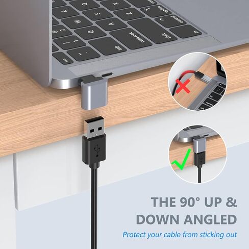 yootech 90 درجة USB C إلى USB محول 2 حزمة، محول USB C الزاوية اليمنى، نوع C إلى USB-A 3.0 موصل محول لجهاز MacBook Pro Air iMac، iPad Pro Mini 6، Galaxy S22 وUSB-A كابل محور القرص الصلب الماوس in Kuwait