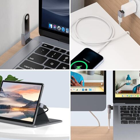 yootech 90 درجة USB C إلى USB محول 2 حزمة، محول USB C الزاوية اليمنى، نوع C إلى USB-A 3.0 موصل محول لجهاز MacBook Pro Air iMac، iPad Pro Mini 6، Galaxy S22 وUSB-A كابل محور القرص الصلب الماوس in Kuwait