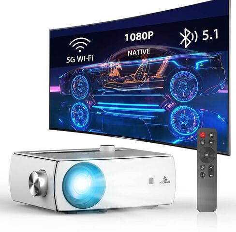 نيكسي جو جهاز عرض واي فاي 5G [220ANSI - سطوع اكثر من 8000 لوكس] جهاز عرض اصلي 1080P 5G واي فاي بلوتوث 5.1، دعم صوت دولبي، جهاز تحكم عن بعد، متوافق مع الجوال، الكمبيوتر، HDMI، USB، واجهات AV in Saudi Arabia